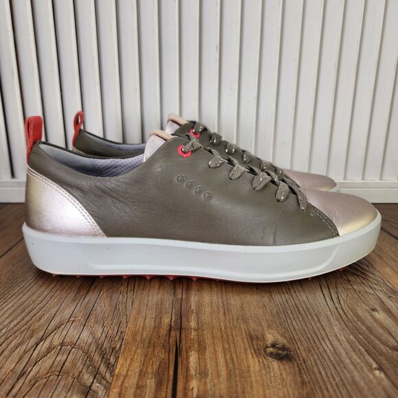 ECCO Hydromax E-DTS Golf Shoes Womens Size 9 Extra Width Brown Spikeless Leather - Picture 1 of 10